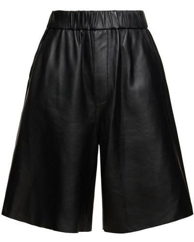 Ami Paris Adc Leather Shorts - Black