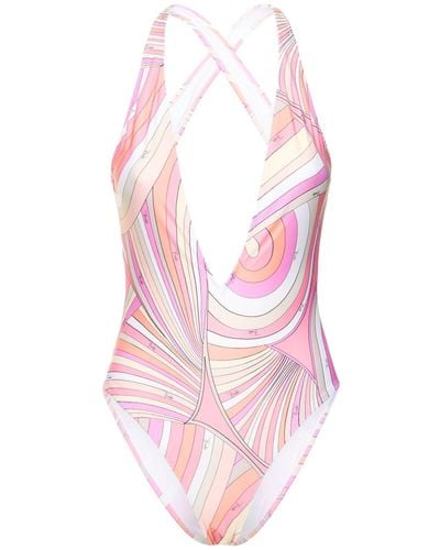 Emilio Pucci Iride Printed Lycra One Piece Swimsuit - Pink
