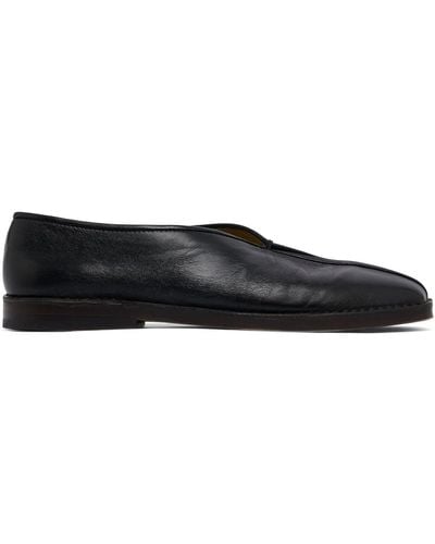 Lemaire Leather Flat Slippers - Black