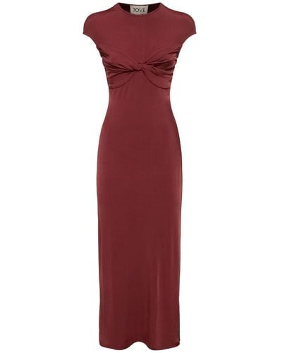 TOVE Mali Draped Viscose Jersey Long Dress - Red