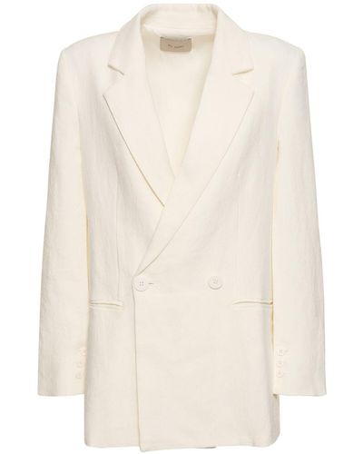 St. Agni Slit Sleeve Linen Blazer - Natural