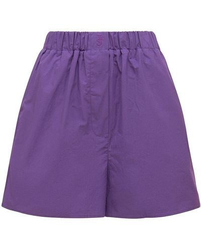 Frankie Shop Lui Organic Cotton Poplin Boxer Shorts - Purple