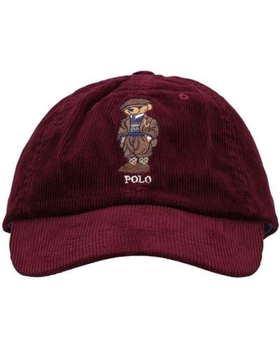 Polo Ralph Lauren Bear Corduroy Baseball Cap - Red