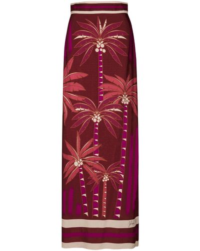 Johanna Ortiz Ritmo Llanero Silk Maxi Skirt - Red