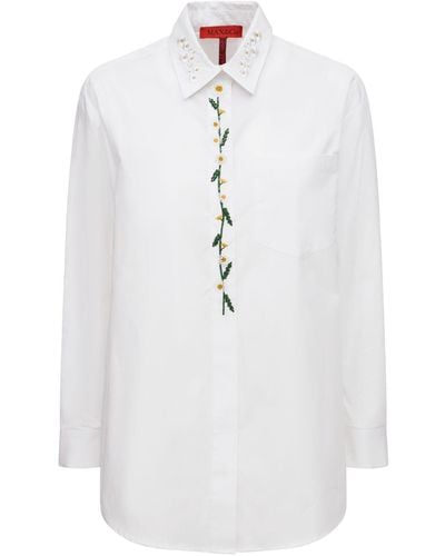 MAX&Co. Besticktes Hemd Aus Baumwollpopeline - Weiß