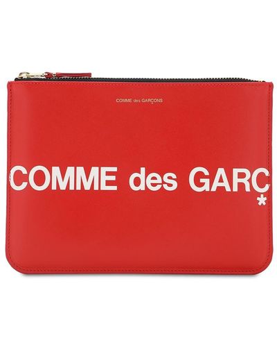 Comme des Garçons Clutch "huge" De Piel Con Logo - Rojo
