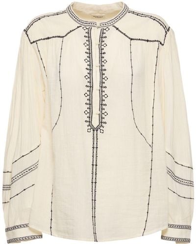 Isabel Marant Pelson Embroidered Cotton Shirt - Natural
