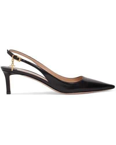 Tom Ford 55Mm Angelina Leather Slingback Court Shoes - Black