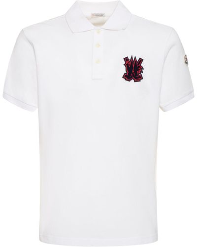 Moncler Polohemd Aus Baumwollpiqué Mit Logodruck - Weiß