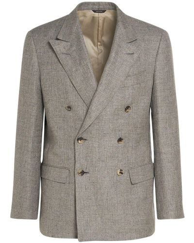 Loro Piana Milano Linen Double Breasted Jacket - Grey