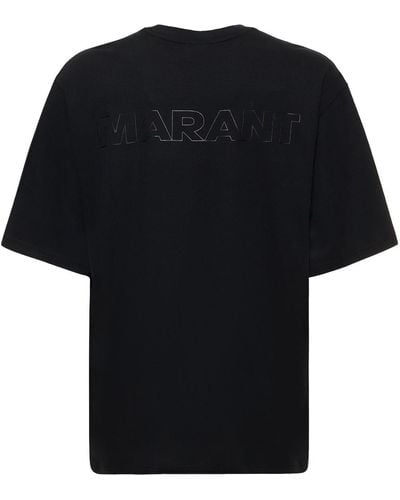 Isabel Marant Logo Print Over Cotton Jersey T-shirt - Schwarz