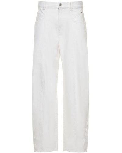 Isabel Marant Vetan Cotton Denim Straight Trousers - White