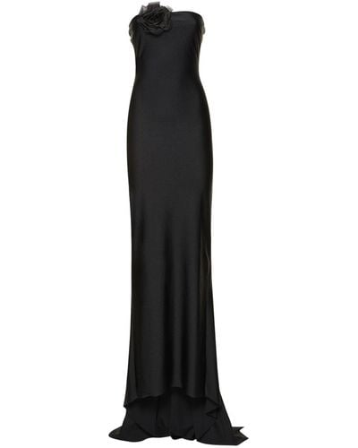 GIUSEPPE DI MORABITO Shiny Jersey Strapless Long Dress - Black