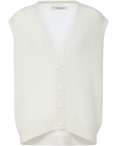 Max Mara Fabiana Mohair Blend Knit Cardigan Vest - White