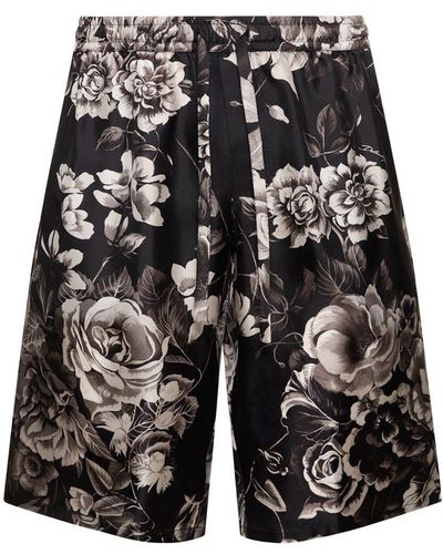 Dolce & Gabbana Flower Printed Silk Shorts - Multicolour