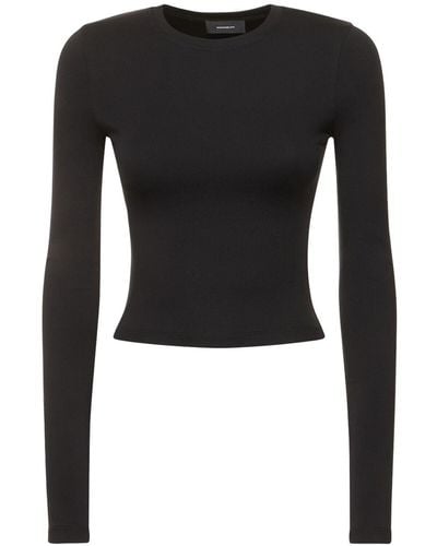 Wardrobe NYC Opaque Stretch Jersey T-shirt - Black