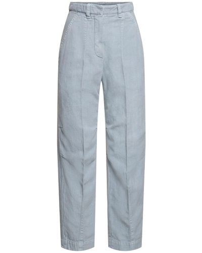 Brunello Cucinelli Cotton & Linen Wide Pants - Blue