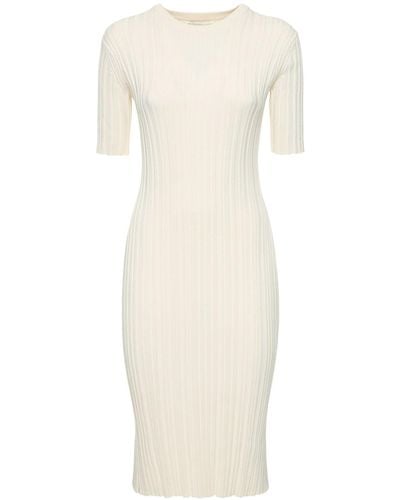 Loulou Studio Elea Ribbed Silk Blend Midi Dress - White