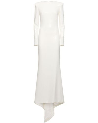 Galvan London Grace Fitted Long Sleeve Maxi Dress - White