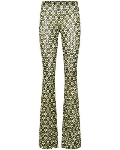 Etro Printed Viscose Flared Trousers - Green