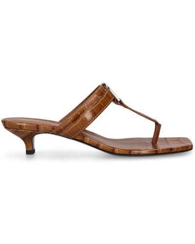 Totême 35Mm Croc Embossed Leather Thong Sandals - Brown