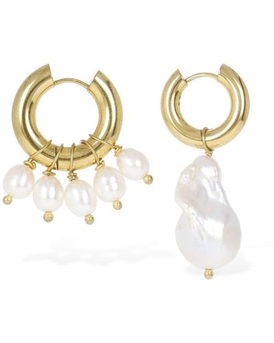 Timeless Pearly Mismatched Pearl Earrings - Metallic