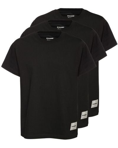 Jil Sander Lot De 3 T-shirts En Coton Biologique "plus" - Noir