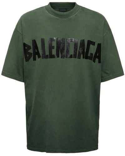 Balenciaga T-shirt Aus Baumwolle Mit Vintage-logodruck - Grün