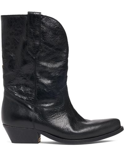 Golden Goose 45Mm Wish Star Shiny Leather Ankle Boots - Black
