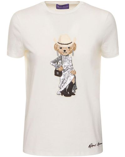 Ralph Lauren Collection Western Bear Cotton T-Shirt - White