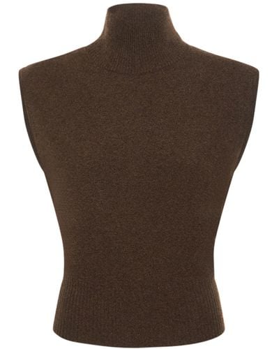 Reformation Top de cashmere con cuello alto sin mangas - Marrón