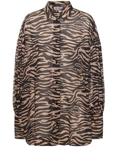 The Attico Printed Mousseline Oversized Shirt - Brown