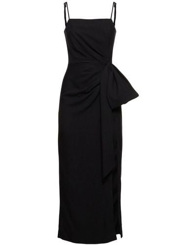 MSGM Viscose Blend Midi Dress W/Bow - Black