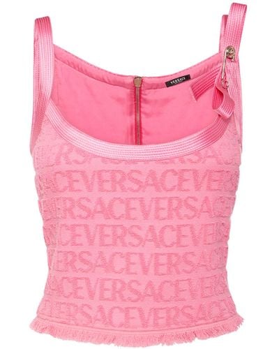 Versace Oberteil Aus Jacquard Mit Logo - Pink