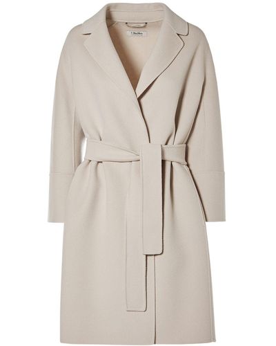 Max Mara Cappotto midi arona in lana con cintura - Neutro