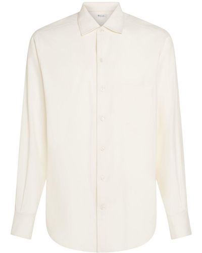 Loro Piana Andrè Long Sleeve Silk Shirt - White