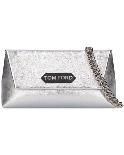 Tom Ford Bolso De Piel Metalizada Con Cadena - Gris