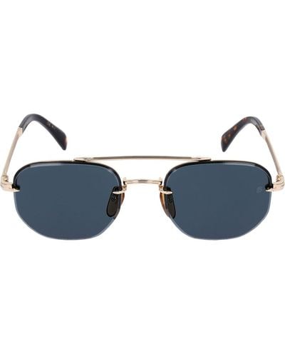 David Beckham Db Geometric Stainless Steel Sunglasses - Blue