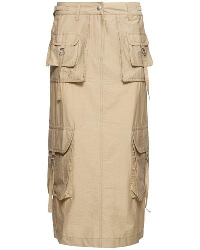 Acne Studios Cotton Blend Cargo Long Skirt - Natural