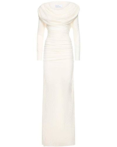 GIUSEPPE DI MORABITO Laize Stretch Lace Long Dress W/Hood - White