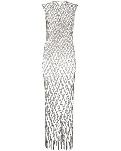 Balenciaga Basketball Crystal Chain Long Dress - Metallic