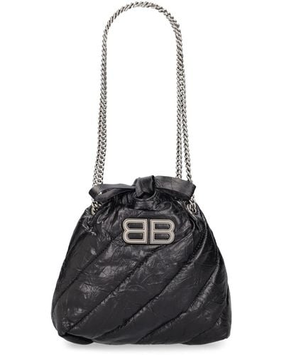 Balenciaga Xs Crush Quilted Leather Tote Bag - Black