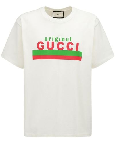 Gucci 【公式】 (グッチ)"original " プリント オーバーサイズ Tシャツアイボリー コットンジャージーホワイト