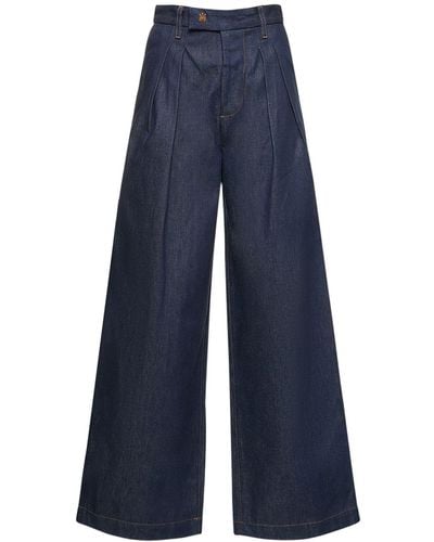 Amiri Jeans larghi vita alta in denim - Blu