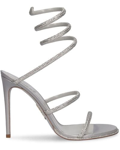 Rene Caovilla 105mm Margot Satin & Crystal Sandals - White