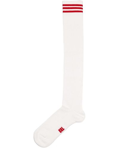 ERL Extra Long Cotton Blend Knitted Socks - White