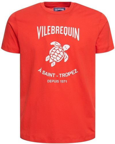 Vilebrequin Logo Print Cotton Jersey T-shirt - Red