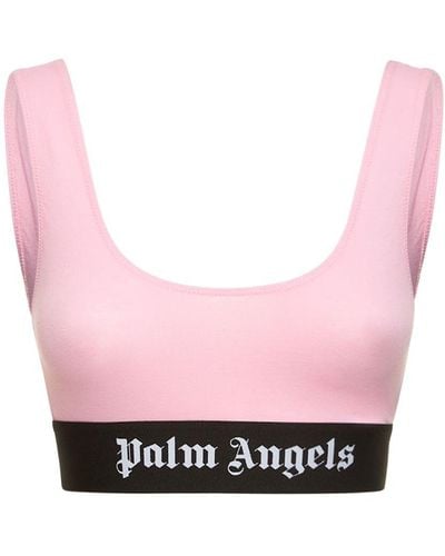 Palm Angels Bh-top Aus Stretch-baumwolle Mit Logo - Pink