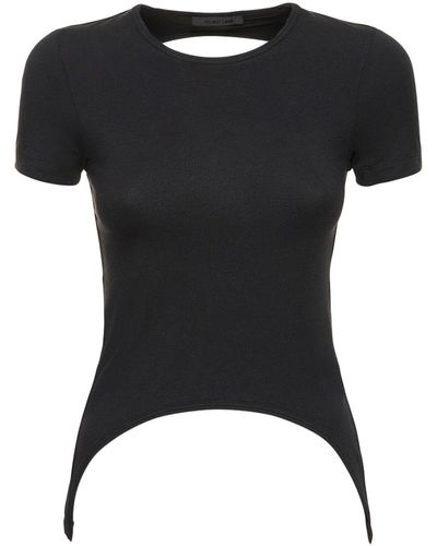 Helmut Lang T-shirt en coton mélangé ajouré - Noir