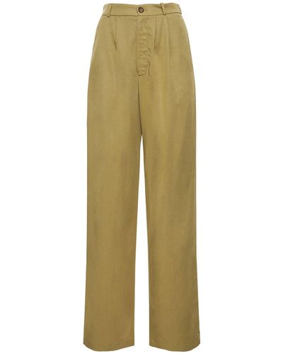 Reformation Pantalon large à plis taille haute mason - Neutre